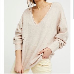 Free People V Beck destroyed pullover
